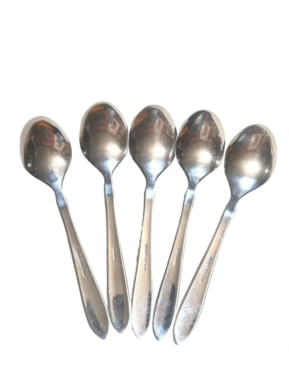 Set of 5 Vintage Oneida Stainless Steel Jaqueline/Simba Soup Spoons